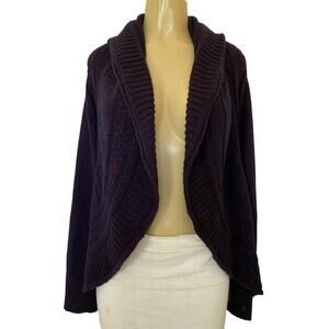 Autumn Cashmere Open Cardigan Sweater Knit Purple Long Sleeve Wool Drape…